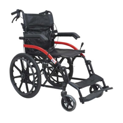 WHEELCHAIR PREMIUM BLACK WITH ALLOY WHEELS & BRAKE ASSIST